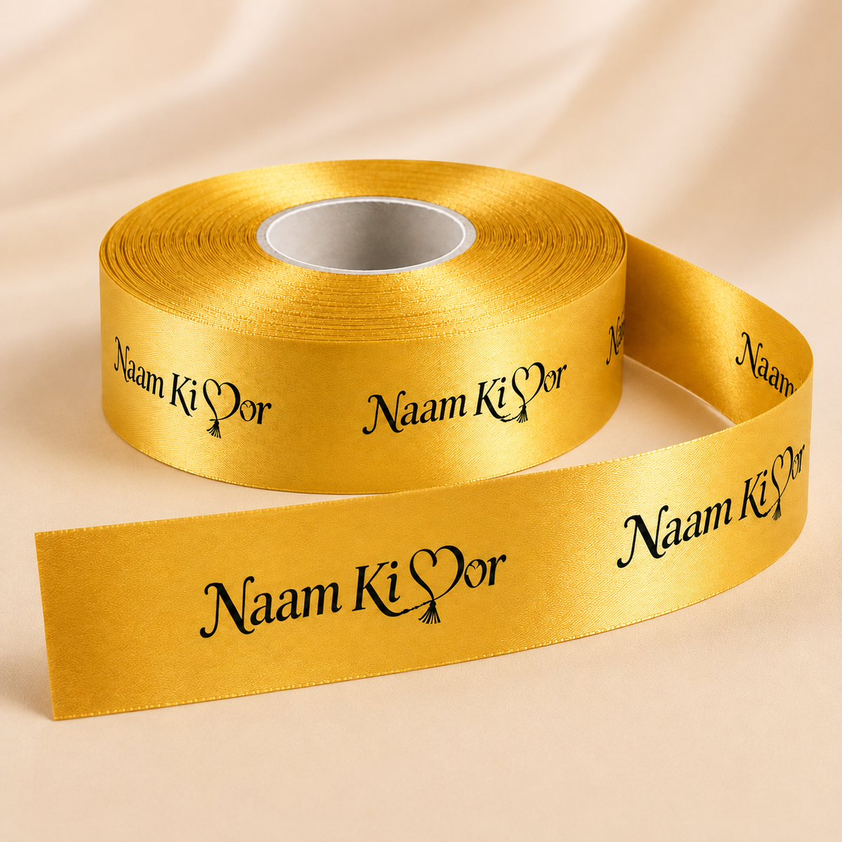 1.5 Inch Custom Satin Ribbon - Black Ink Print