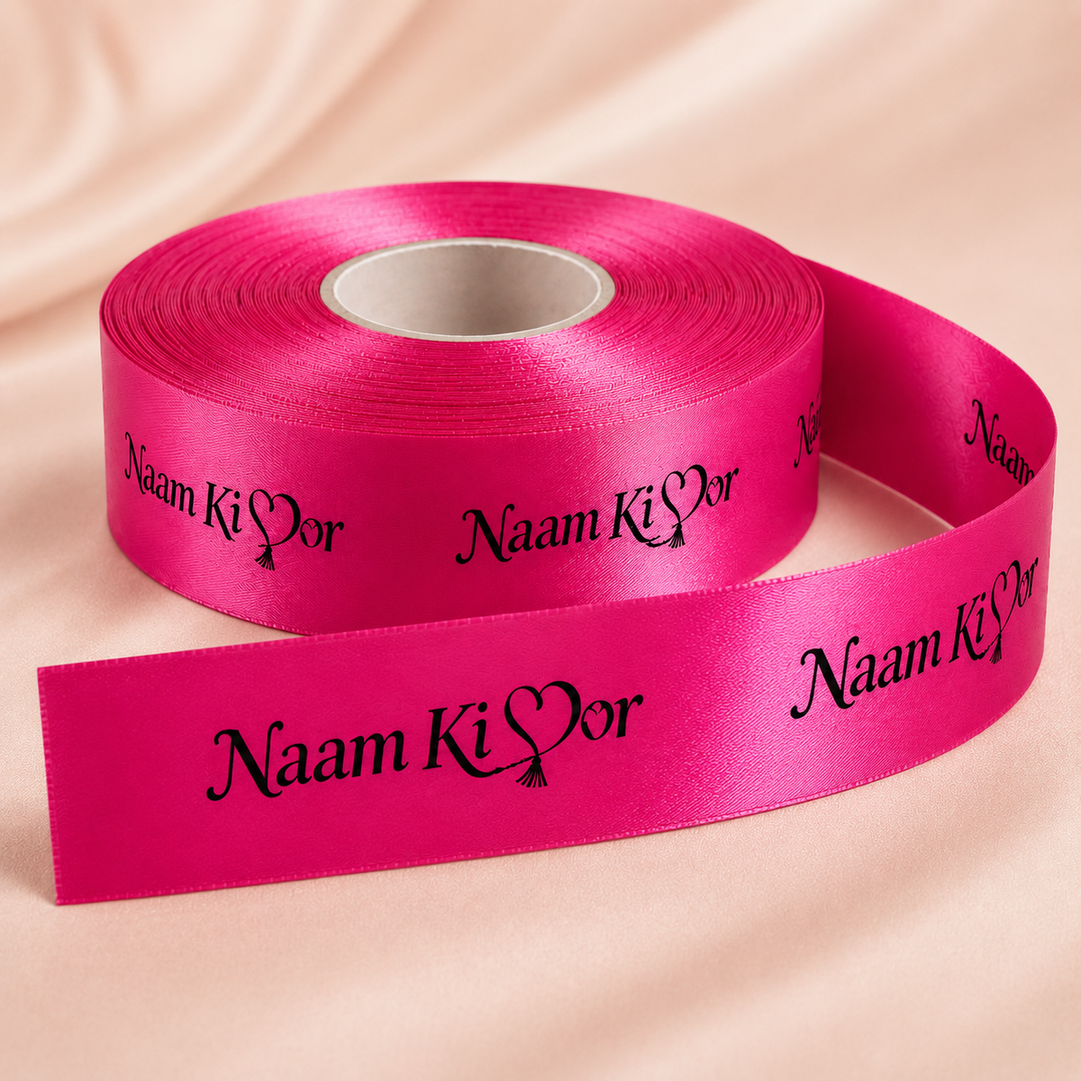 1.5 Inch Custom Satin Ribbon - Washable Black Ink