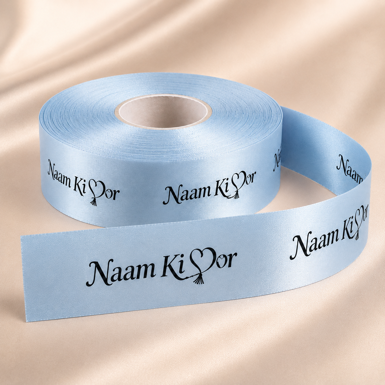 0.75 Inch Custom Satin Ribbon - Washable Black Ink